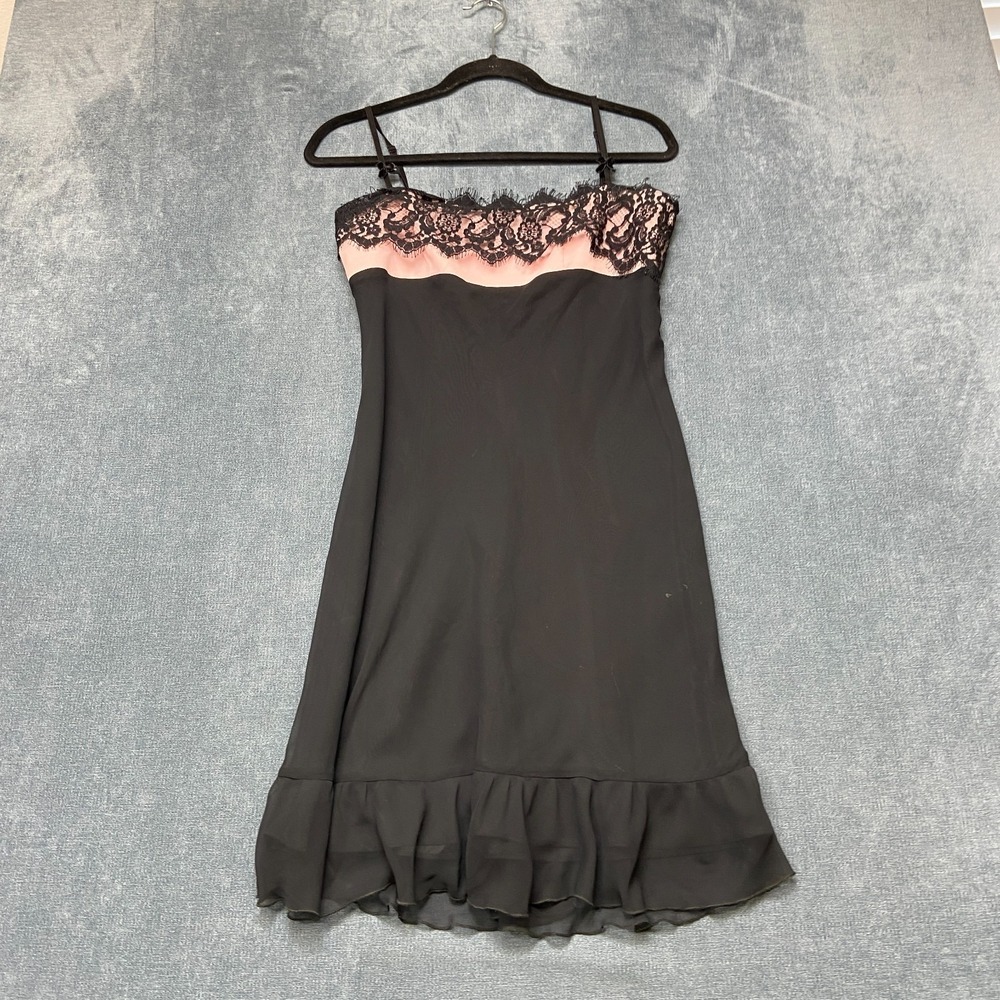 ABS by Allen Schwartz Slip Dress Women 6 Black Spaghetti Strap Party Cocktail